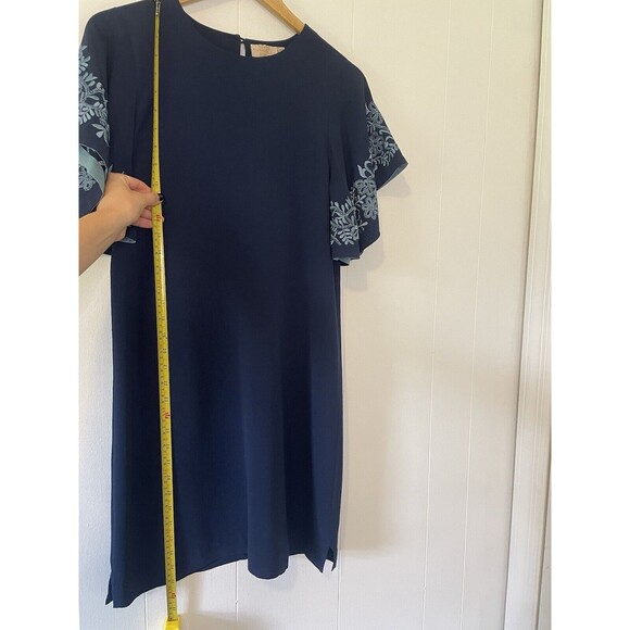 Rungolee XS Flutter Sleeve Dress Floral Embroidery Navy Blue Boho Sustainable - Picture 8 of 10